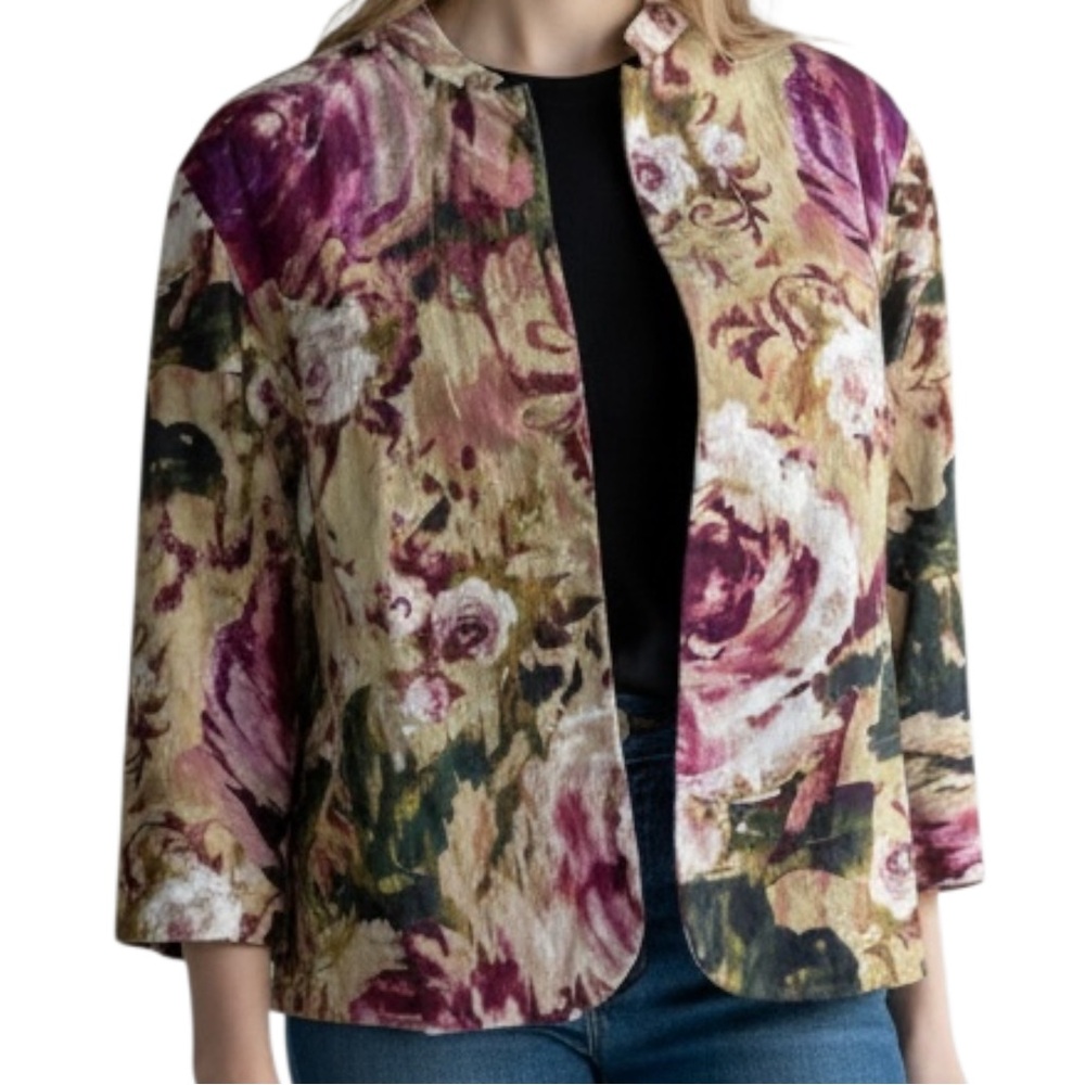 Coldwater Creek Floral Open Front Jacket‎ – Size M